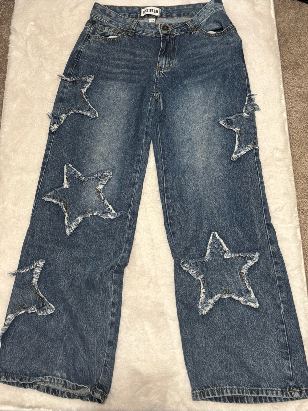 Disclosure Star Patch Wide Leg Jeans - Blue - Picture 4 of 6
